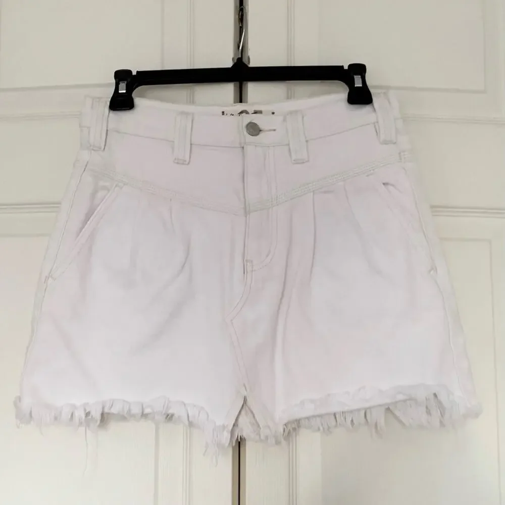 Free People We the Free Side Car Mini Skirt White Clay Denim Skirt Size 25